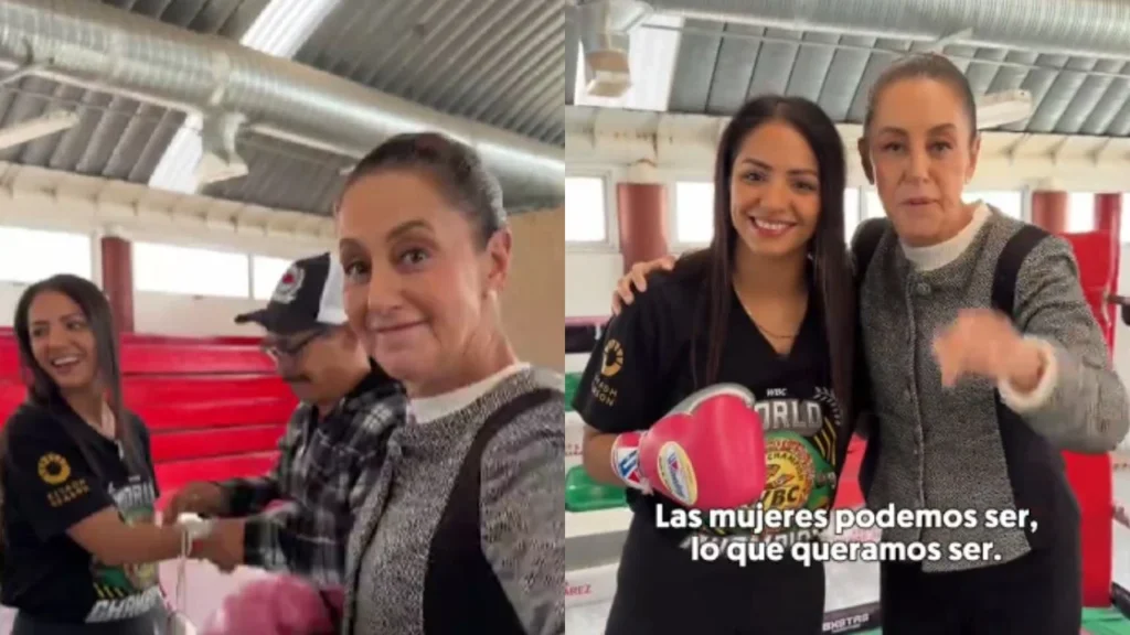 Sheinbaum visita a campeona de boxeo Diana Fernández en Juárez