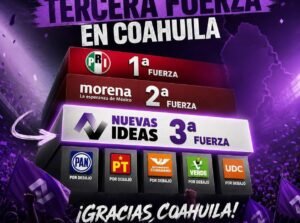 Nuevas Ideas avanza y PAN, Verde y MC pierden registro en Coahuila