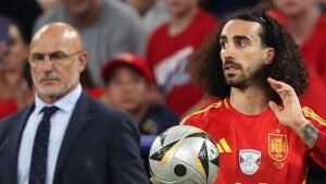 Marc Cucurella se tatúa a Luis de la Fuente tras ganar el Mundial
