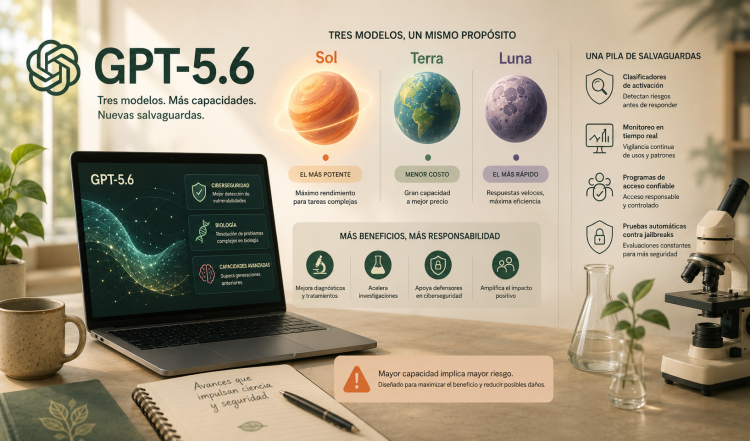 OpenAI lanza GPT-5.6 con mejoras en ciberseguridad y biología